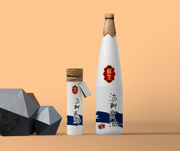 鲜生食品包装，酱油调味料包装设计